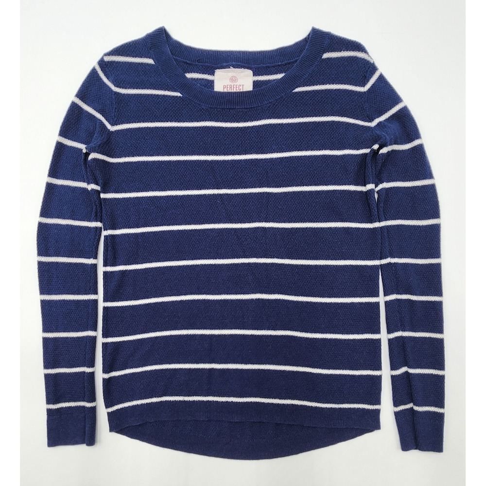 So Perfect Pullover Sweater XS‎ Navy Blue/ White Beachy Light Sweater